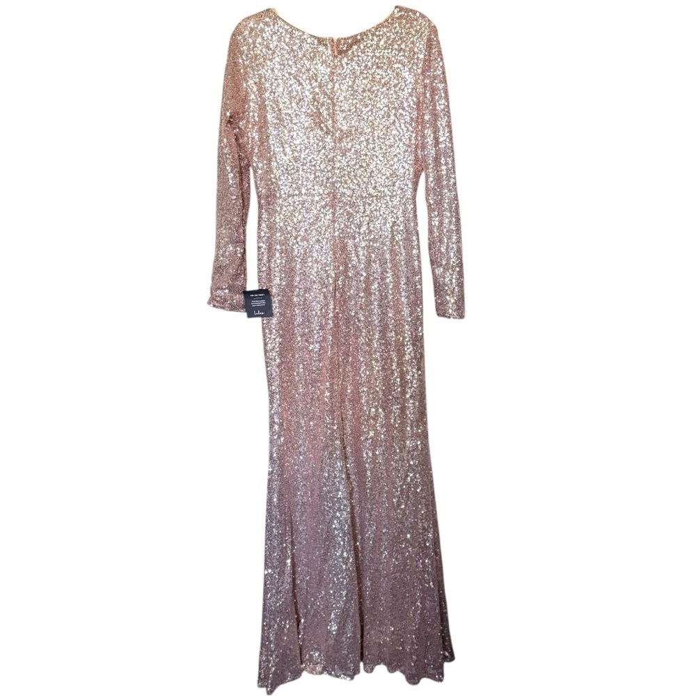 NWT Lulus Capture the Moon Rose Gold Long Sleeve Sequin Maxi Dress - Picture 6 of 9